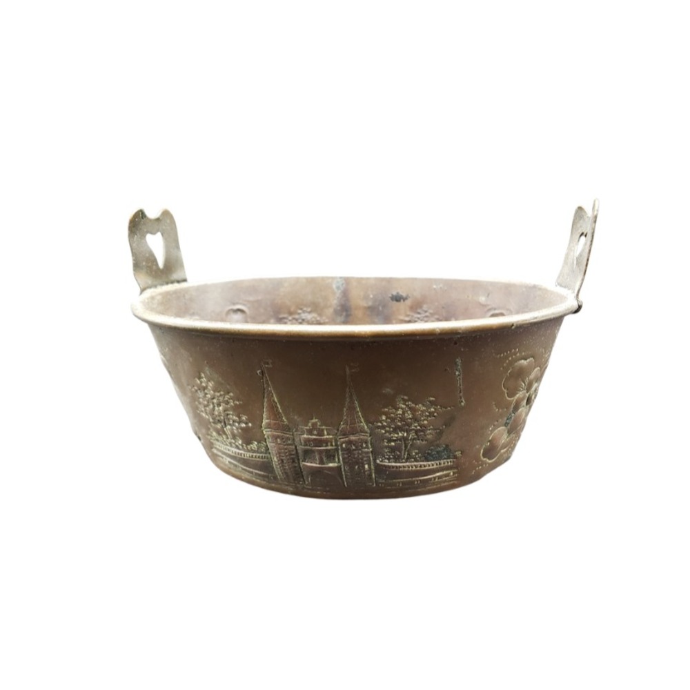 Rare Antique Klaas Dijkstra Sneek Jardinière Pot Copper-Brass Friesche Folk Art